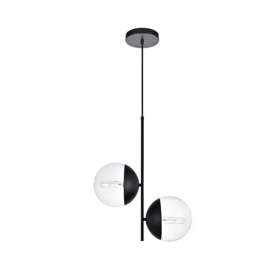 Eclipse 2 Lights Black Pendant With Clear Glass {1}