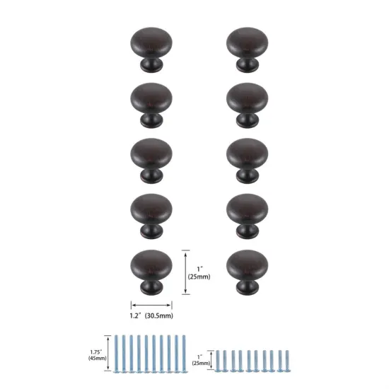 Cadon 1.2" Diameter Oil-rubbed Bronze Mushroom Knob Multipack (Set of 10) {6}