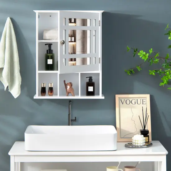 Wall Mounted Bathroom Cabinet with Mirrored Magnetic Door Holder White {2}