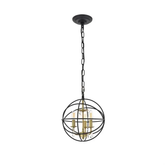 Wallace 3 light Matte Black and Brass Pendant {5}