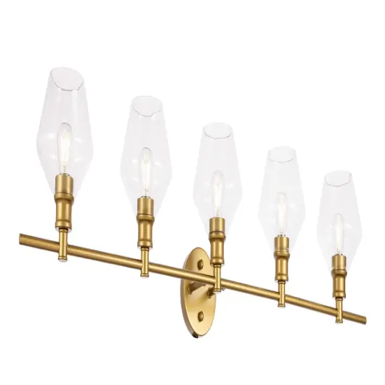 Gene 5 light Brass and Clear glass Wall sconce {6}