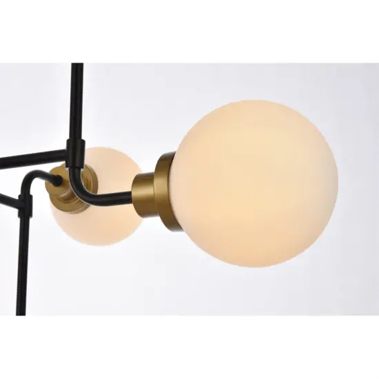 Hanson 8 lights pendant in black with brass with frosted shade {5}