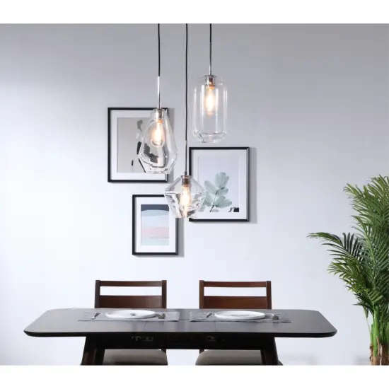 Gene 3 light Chrome and Clear glass pendant {2}
