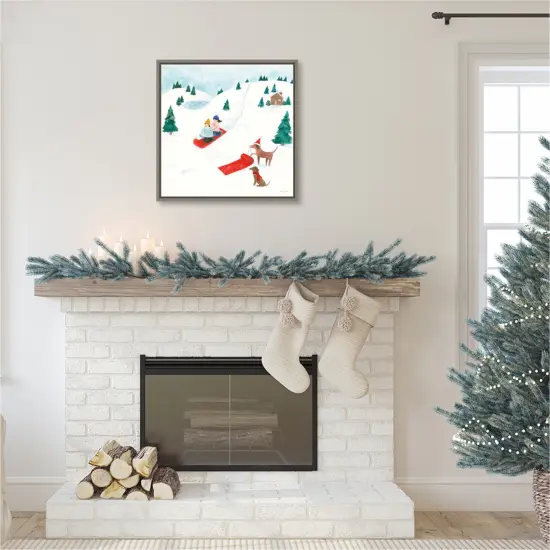 Winter Scene IV Dogs by Jenaya Jackson Canvas Art Framed {6}