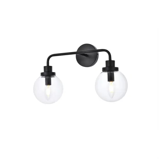 Hanson 2 lights bath sconce in black with clear shade {3}