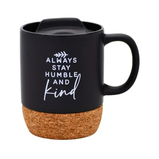 Dexsa Always Stay Humble Designer Cork Bottom Mug with Lid - 14 oz {1}