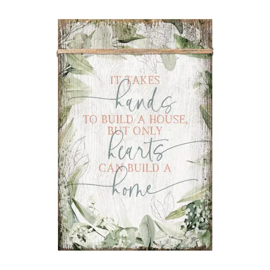 Dexsa It Takes Hands Wood Plaque with Easel and Wall Hanger 6"x9" {1}