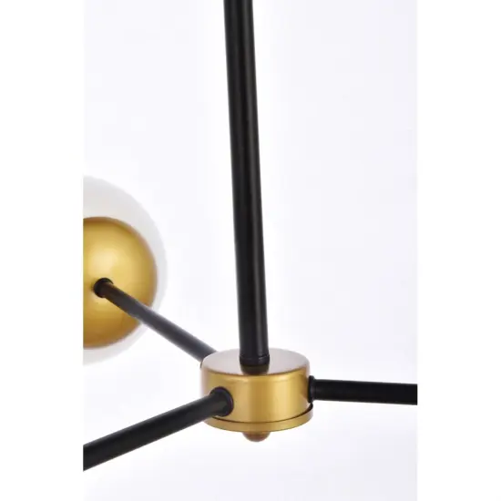 Briggs 32 inch pendant in black and brass with white shade {6}