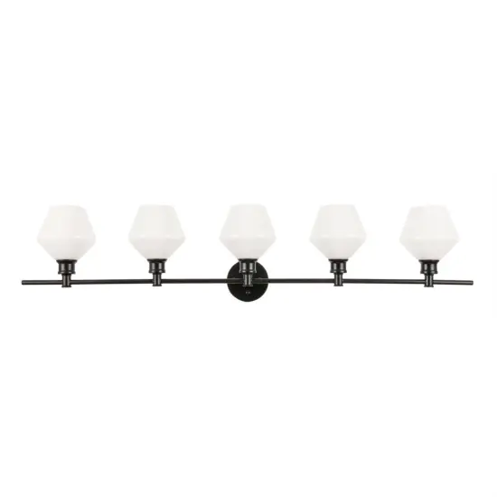 Gene 5 light Black and Frosted white glass Wall sconce {3}
