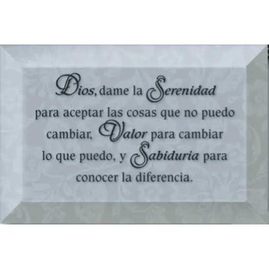 Dexsa Dios Dame La Serenidad - Serenity Prayer - Inspirational Saying in Spanish 4"x6" Glass Plaque with Easel {1}