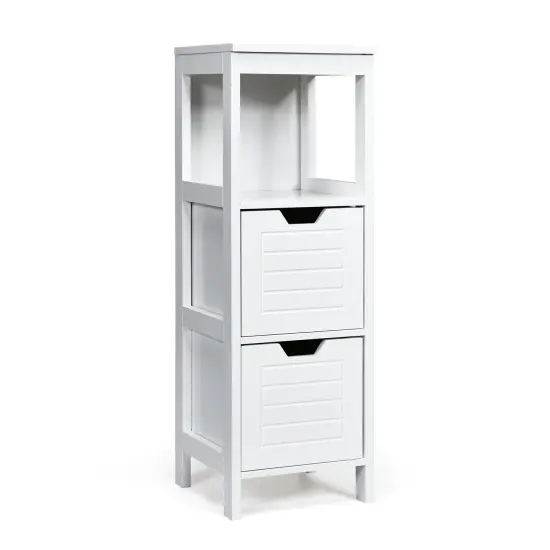 Bathroom Wooden Floor Cabinet Multifunction Storage Rack Stand Organizer White {2}