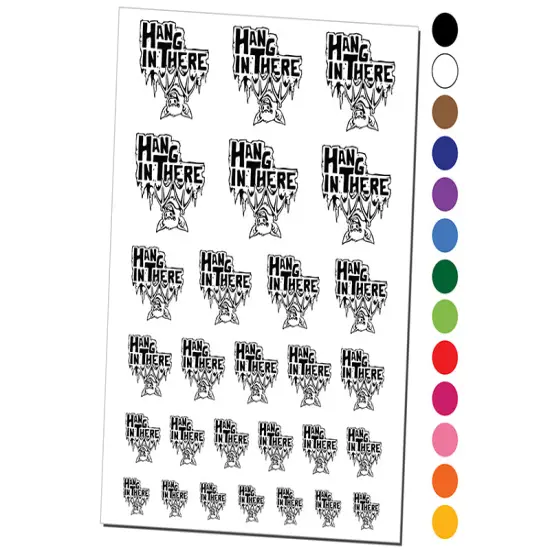 Hang in There Bat Temporary Tattoo Water Resistant Fake Body Art Set Collection White {1}