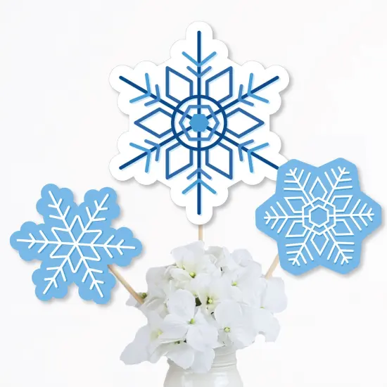 Big Dot of Happiness Blue Snowflakes - Winter Holiday Party Centerpiece Sticks - Table Toppers - Set of 15 {4}