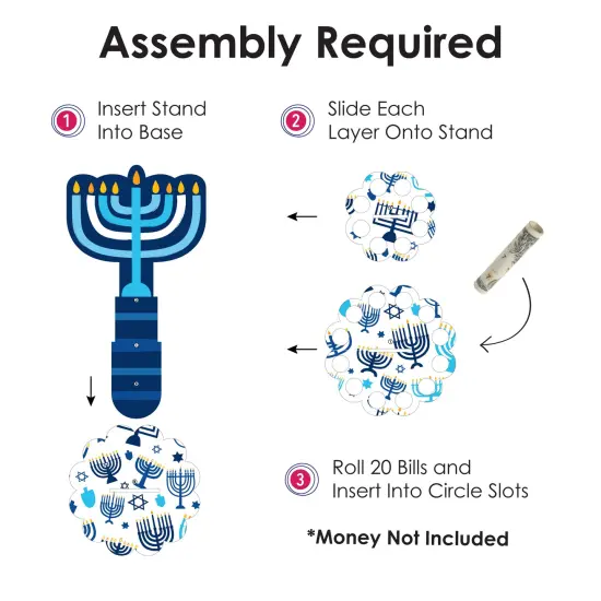 Big Dot of Happiness Hanukkah Menorah - DIY Chanukah Holiday Party Money Holder Gift - Cash Cake {6}