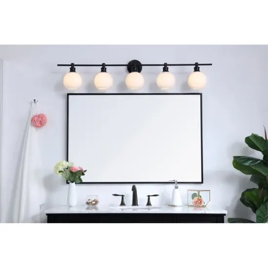 Collier 5 light Black and Frosted white glass Wall sconce {2}