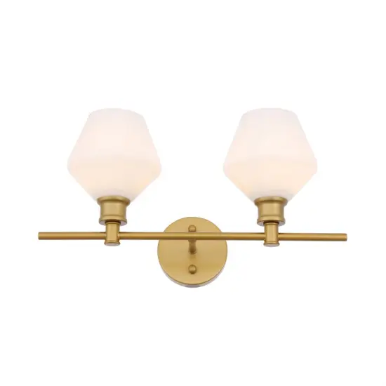 Gene 2 light Brass and Frosted white glass Wall sconce {4}