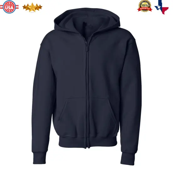 Gildan&reg; Heavy Blend Youth Full Zip Hooded Long Sleeve Sweatshirt Navy {1}