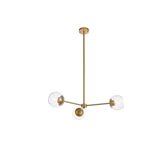 Briggs 32 inch pendant in brass with clear shade {1}