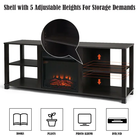 2-Tier TV Storage Cabinet Console with Adjustable Shelves (Fireplace not included) {4}