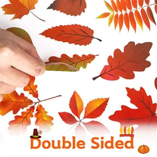 Happy Storm Thanksgiving Window Clings, Thanksgiving Window Stickers Deals Decor, Fall Leaves Window Clings for Glass Window, Double Sided Turkey Window Clings for Home Office Decorations {5}