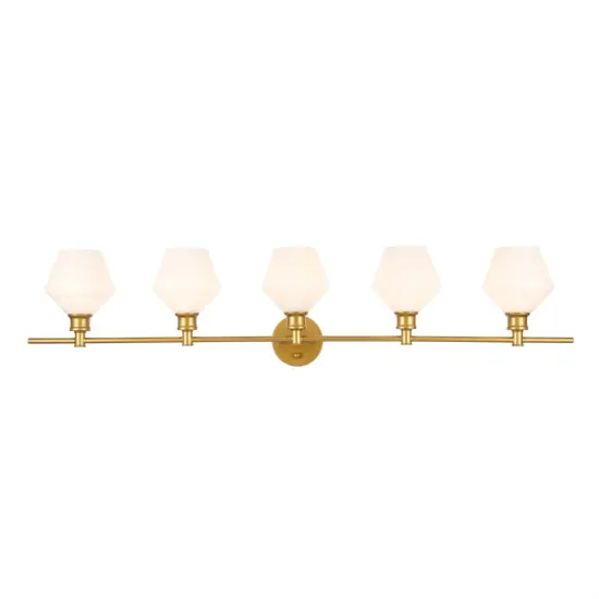 Gene 5 light Brass and Frosted white glass Wall sconce {1}