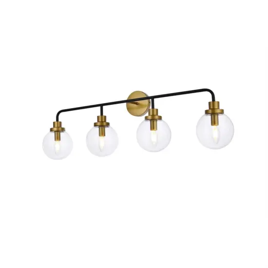 Hanson 4 lights bath sconce in black with brass with clear shade {3}
