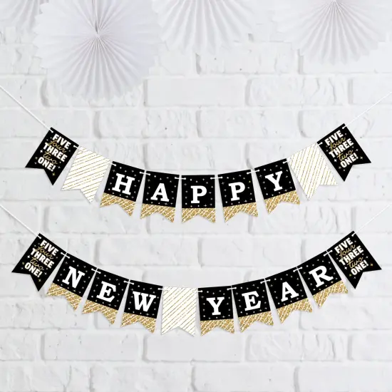 Big Dot of Happiness Hello New Year - NYE Party Mini Pennant Banner - Happy New Year {1}