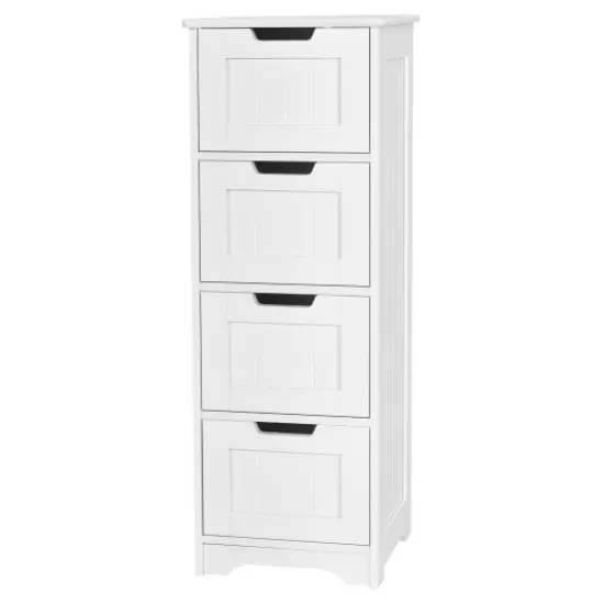 Free-Standing Side Storage Organizer with 4 Drawers-White {1}