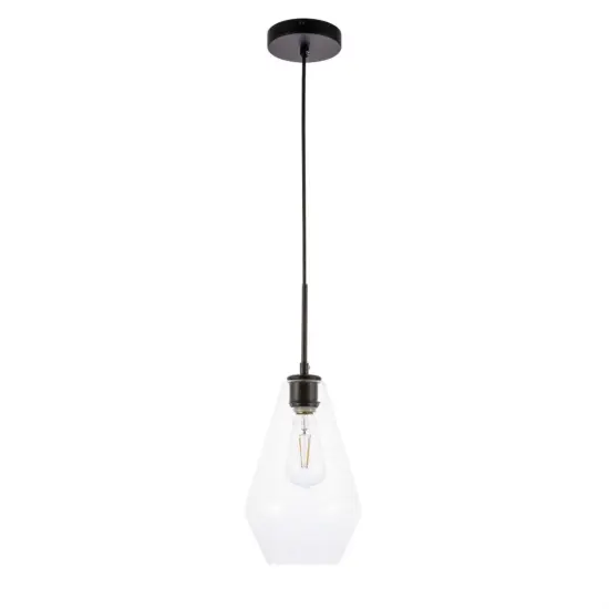 Gene 1 light Black and Clear glass pendant {5}