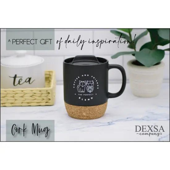 Dexsa Coffee And Friends Designer Cork Bottom Mug with Lid - 14 oz {4}