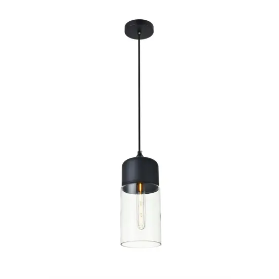 Ashwell 1 Light Black Pendant With Clear Glass {3}