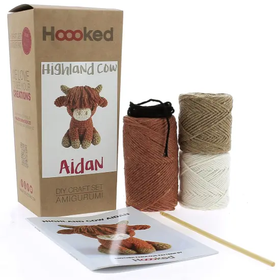 Hoooked Amigurumi DIY Kit W/Eco Barbante Yarn-Highland Cow Aiden {1}