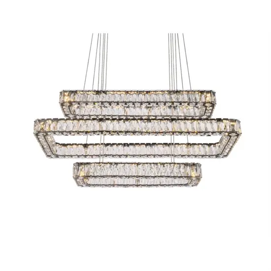 Monroe 42 inch LED triple rectangle pendant in black {3}
