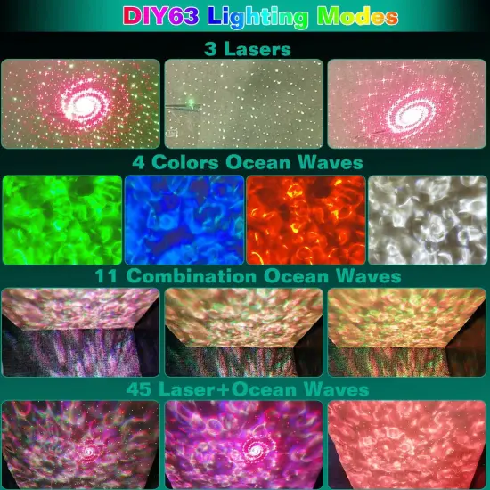 Galaxy Star Projector LED Sky Night Lamp USB Ocean Wave Star Light {5}