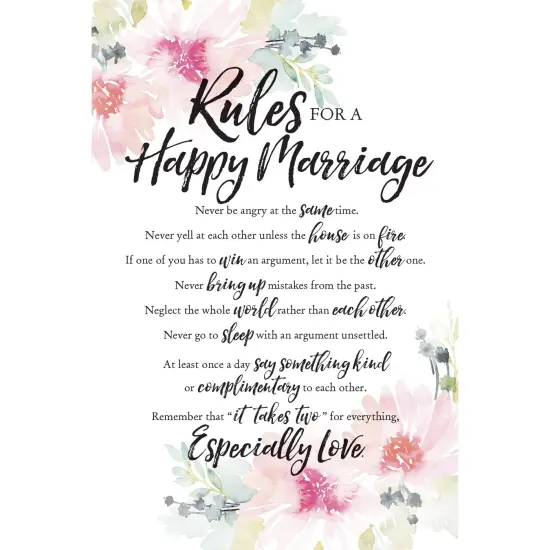 Dexsa Rules For Happy Marriage Woodland Grace Series 6" x 9" Wood Plaque with Easel {1}