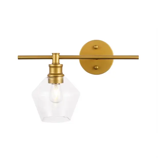 Gene 1 light Brass and Clear glass left Wall sconce {3}