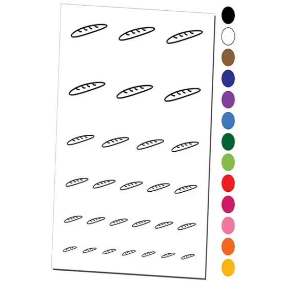 Baguette French Bread Doodle Temporary Tattoo Water Resistant Fake Body Art Set Collection Brown {1}