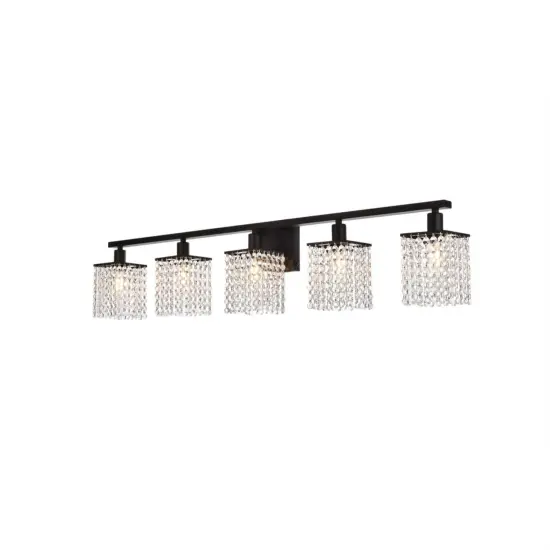 Phineas 5 lights bath sconce in black with clear crystals {3}