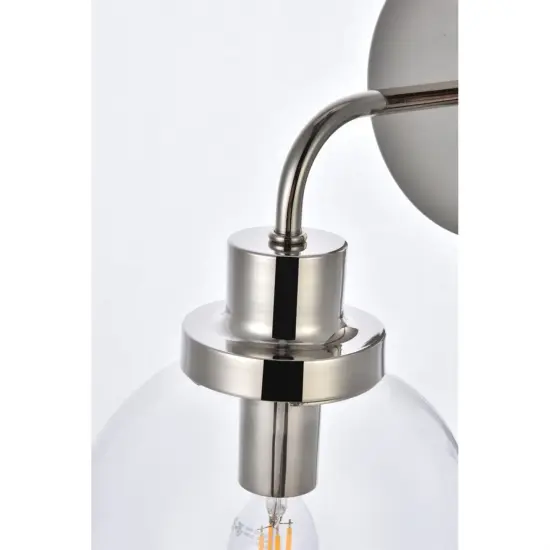 Hanson 1 light bath sconce in polished nickel with clear shade {5}