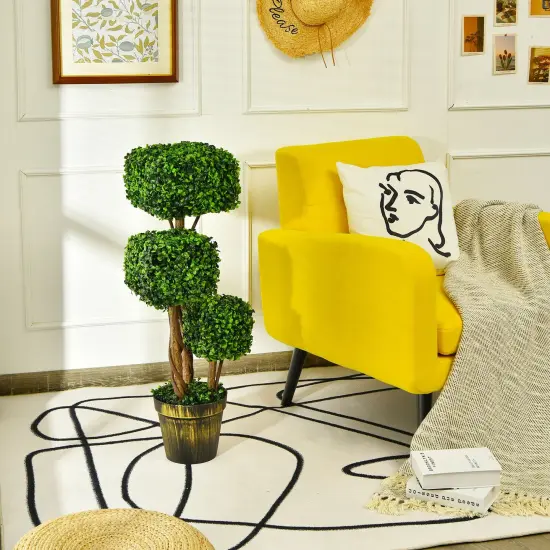 36 Inch Artificial Boxwood Topiary UV Protected Indoor Outdoor Tree {3}