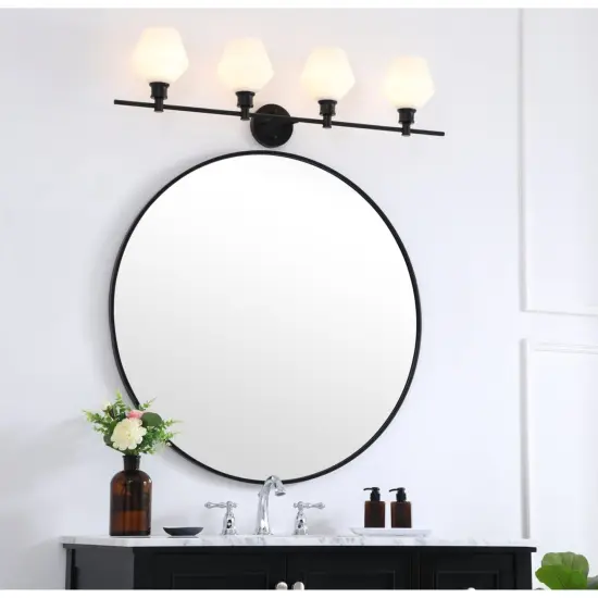 Gene 4 light Black and Frosted white glass Wall sconce {2}