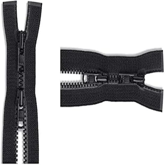 #3 Molded Vislon Black YKK Jacket 2-Way Lightweight Separating Zipper - Choose Your Length - Color: Black - Made in The United States (1 Zipper Per Pack) (22" Inches) {1}