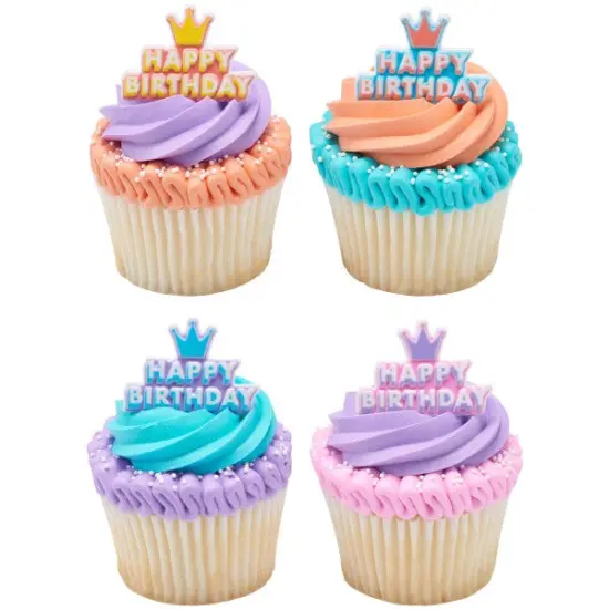 Happy Birthday Crown Cupcake Rings, 12ct {3}