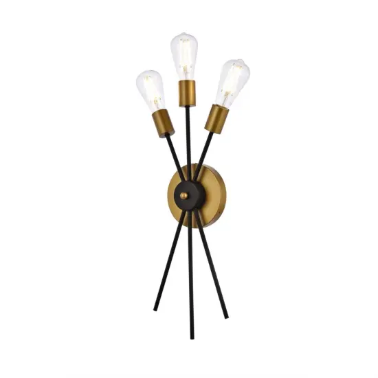 Lucca 11 inch bath sconce in black and brass {3}