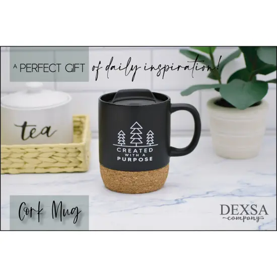 Dexsa Created With A Purpose Designer Cork Bottom Mug with Lid - 14 oz {4}