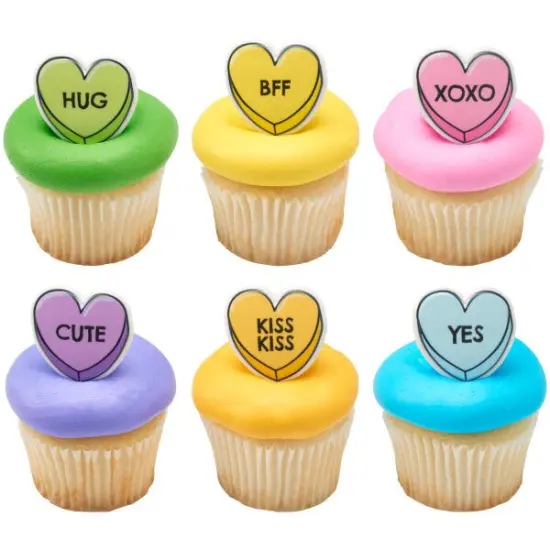 Candy Hearts Cupcake Rings, 12ct {2}