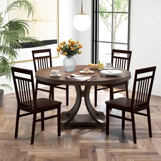 Costway Farmhouse Dining Chair Set of 2/4 Armless Wooden Chair with Slanted High Backrest {3}