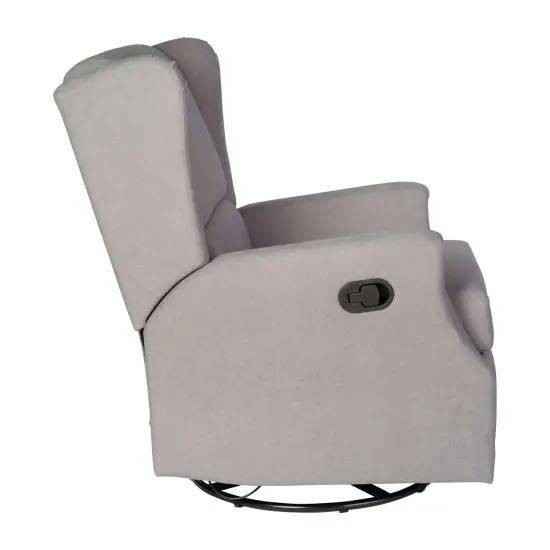 Merrick Lane Abby 3-in-1 Wingback Manual Recliner Rocker Swivel Glider Chair Light Gray {5}