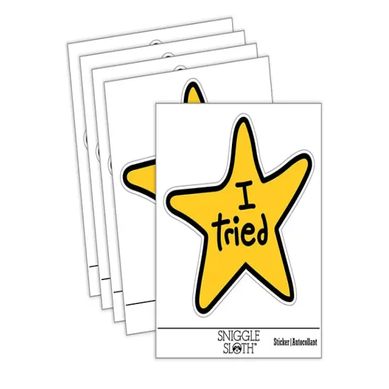 I Tried Fail Star Waterproof Vinyl Phone Tablet Laptop Water Bottle Sticker Set - 5 Pack {2}