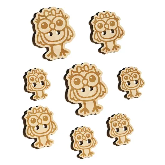 Cute Girl Owl with Bow Wood Buttons for Sewing Knitting Crochet DIY Craft {7}